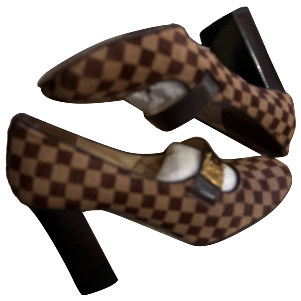 Brown Checkered Women's Heels